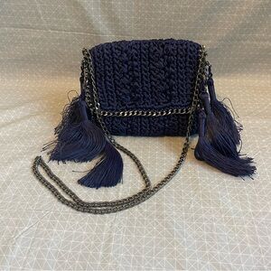 HTF Catarina Mina Mira Tassel Bag in Dark Blue Marinho